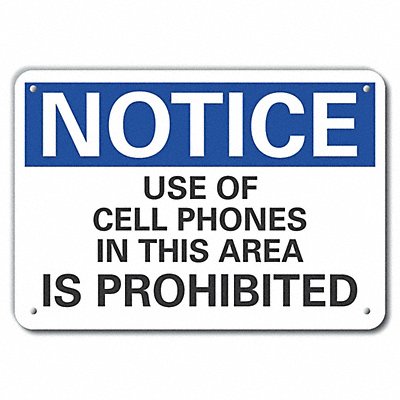 LYLE LCU50222NA10X7 Aluminum No Phones Notice Sign 7x10in