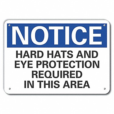 LYLE LCU50235RA14X10 Reflective Hard Hat Notice Sign 10x14in Alum