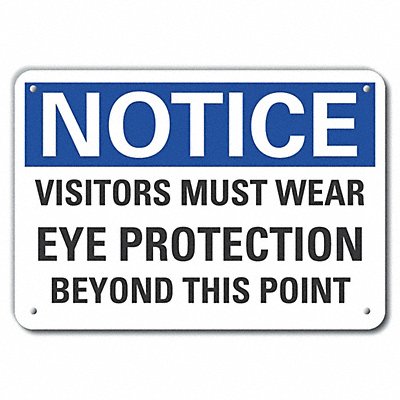 LYLE LCU50243RA14X10 Reflective Visitors Notice Sign 10x14in Alum