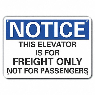 LYLE LCU50248NA10X7 Alum Elevator Hazard Notice Sign 7x10in