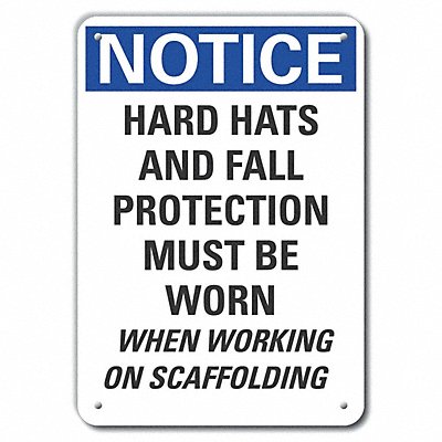 LYLE LCU50286NA10X7 Alum Hard Hat Notice Sign 10x7in Alum