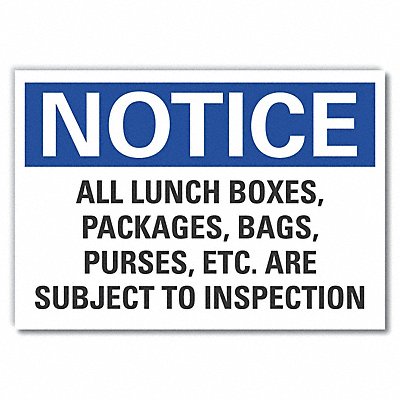 LYLE LCU50289ED14x10 Notice Sign 10 x 14 in Non-PVC Polymer