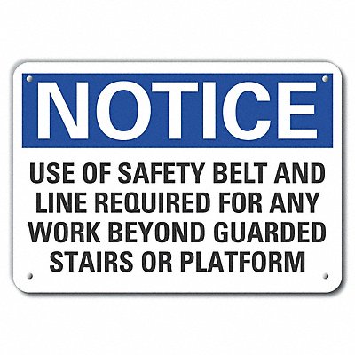LYLE LCU50297NA10X7 Alum Fall Notice Sign 7x10in Alum