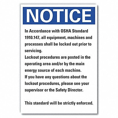LYLE LCU50308RD5X35 Lockout Tagout Notice Reflective Label 5x3.5in