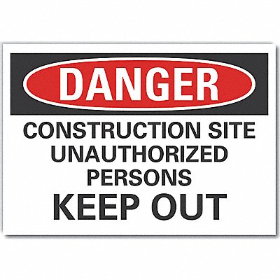 LYLE LCU40626ND5X35 Construction Area Danger Lbl 3.5x5in