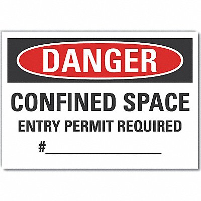 LYLE LCU40638ND5X35 Confined Space Danger Lbl 3.5x5in Polyester