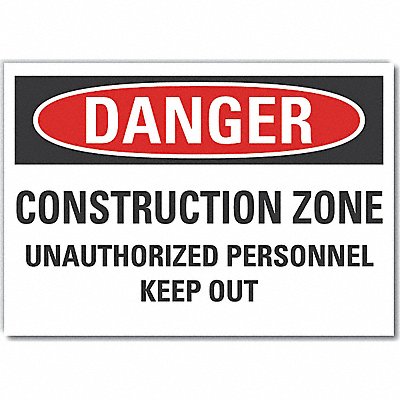 LYLE LCU40640RD5X35 Construct Area Danger Reflective Label 3.5x5in