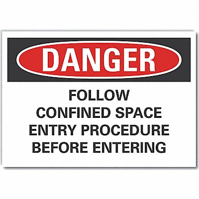 LYLE LCU40656ND7X5 Confined Space Danger Lbl 5x7in Polyester