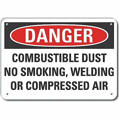 LYLE LCU40658NP14X10 Combust Dust Danger Sign 10x14in Plastic