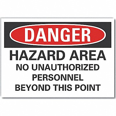 LYLE LCU40661ND14X10 Hazard Area Danger Lbl 10x14in Polyest