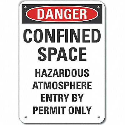 LYLE LCU40664NA14X10 Alum Confined Space Danger Sign 14x10in