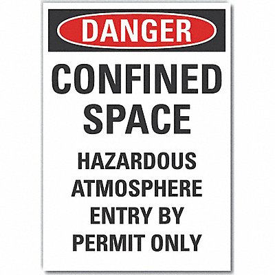 LYLE LCU40664ND5X35 Confined Space Danger Lbl 5x3.5in Polyester