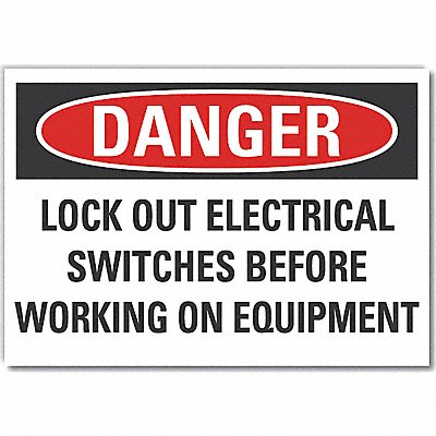 LYLE LCU40666ND10X7 Lockout Tagout DangerLbl 7x10in Polyest