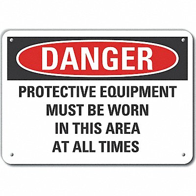 LYLE LCU40674NA10X7 Alum PPE Danger Sign 7x10in Alum