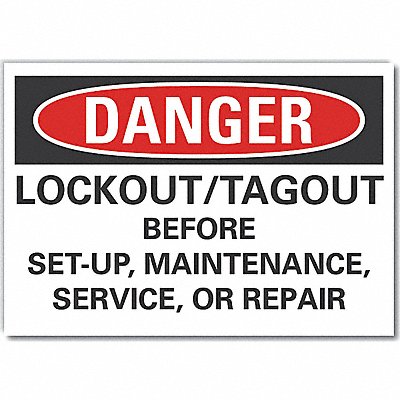 LYLE LCU40678ND7X5 Lockout Tagout Danger Labl 5x7in Polyest