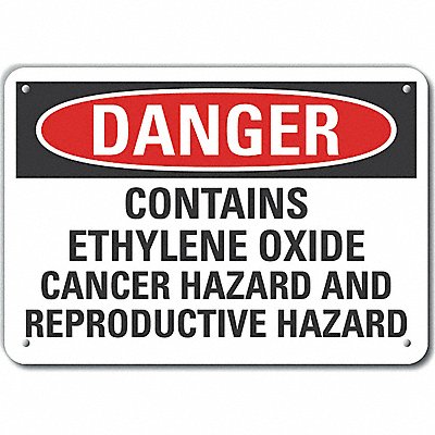 LYLE LCU40679NA14X10 Ethylene Oxide Danger Sign 10x14in Alum
