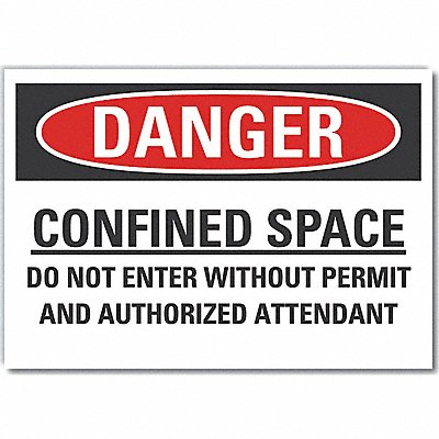 LYLE LCU40689ND14X10 Confined Space DangerLbl 10x14in Polyest