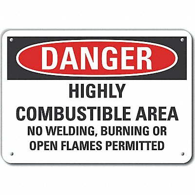 LYLE LCU40691NA10X7 Alum Combustible Area Danger Sign 7x10in