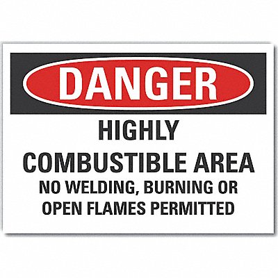 LYLE LCU40691RD5X35 Combust Area Danger Reflective Label 3.5x5in