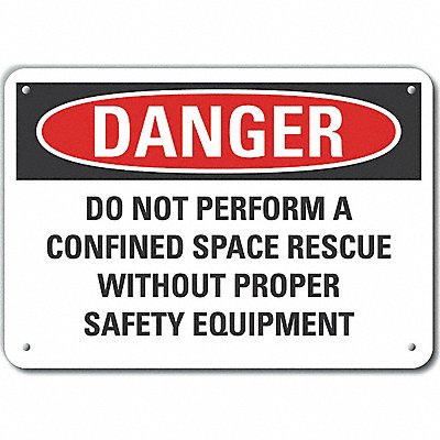 LYLE LCU40693NA10X7 Alum Confined Space Danger Sign 7x10in