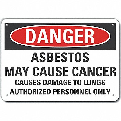 LYLE LCU40695RA14X10 Reflective Asbestos Danger Sign 10x14in Alum