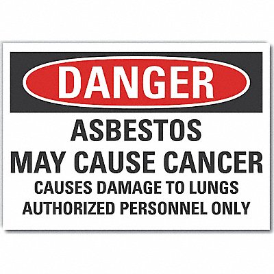 LYLE LCU40695RD7X5 Asbestos Danger Reflective Label 5inx7in