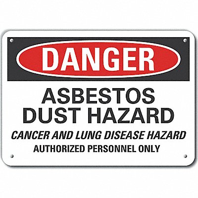 LYLE LCU40698NA14X10 Alum Asbestos Danger Sign 10x14in Alum