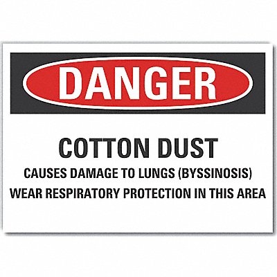 LYLE LCU40708ND14X10 Cotton Dust Danger Lbl 10x14in Polyest