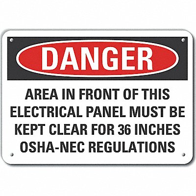 LYLE LCU40709NA10X7 Alum Electrical Panel Danger Sign 7x10in