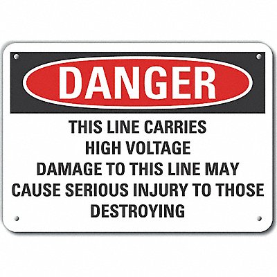 LYLE LCU40711RA14X10 Reflective High Voltage Danger Sign 10x14in