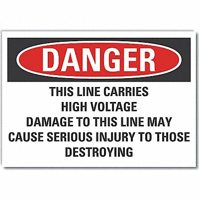 LYLE LCU40711ND7X5 High Voltage Danger Lbl 5x7in Polyester