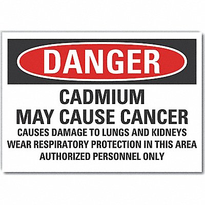 LYLE LCU40717ND10X7 Cadmium Danger Label 7inx10in Polyester