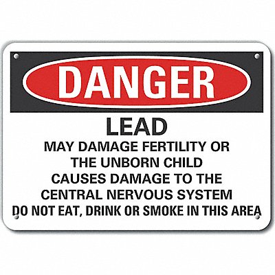 LYLE LCU40719NA10X7 Alum Lead Hazard Danger Sign 7x10in Alum