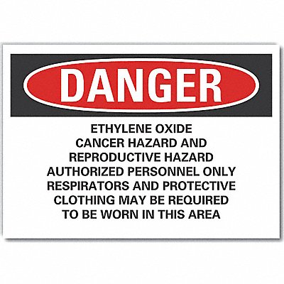 LYLE LCU40722RD14X10 Ethylene Oxide Danger Reflective Label 10x14in