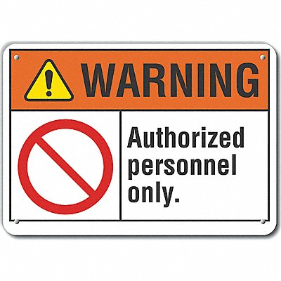 LYLE LCU60009NA14X10 Alum Auth Personnel Warning Sign 10x14in