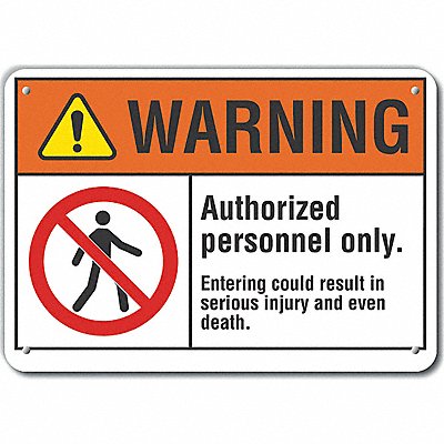 LYLE LCU60010NA14X10 Alum Auth Personnel Warning Sign 10x14in