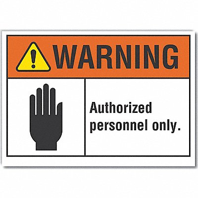 LYLE LCU60012RD5X35 Auth Person Warning Label 3.5inx5in