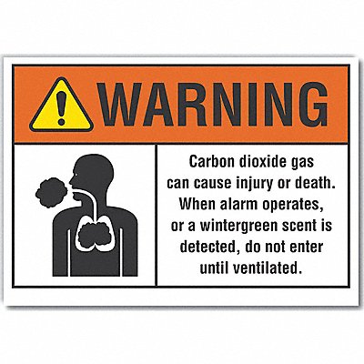 LYLE LCU60016RD10X7 Carbon Dioxide Warn Reflective Label 7x10in