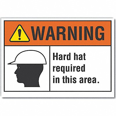 LYLE LCU60034ND7X5 Hard Hat Warning Lbl 5inx7in Polyester