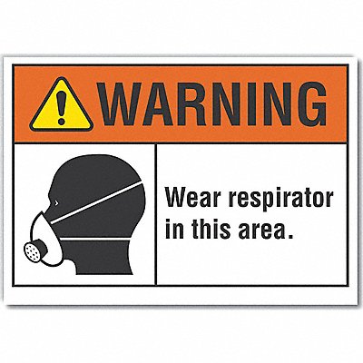 LYLE LCU60035RD7X5 Respirator required Warning Reflective Label 5x7in