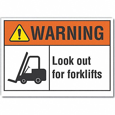 LYLE LCU60036ND10X7 Lift Truck Traffic Warn Lbl 7x10in Polyest