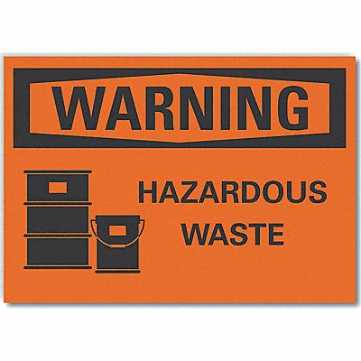 LYLE LCU60048RD7X5 Hazardous Waste Warning Reflective Label 5x7in