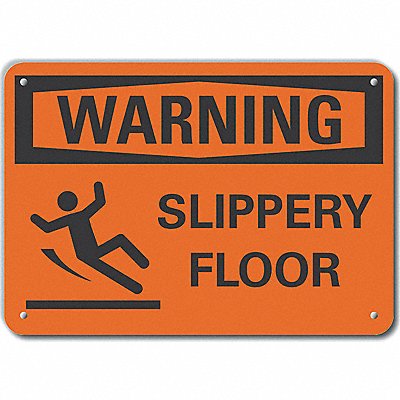 LYLE LCU60054NA14X10 Slippery Floor Warning Sign 10x14in Alum