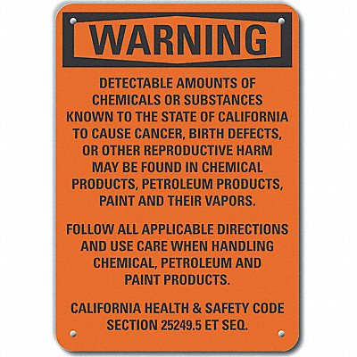 LYLE LCU60172NA10X7 Alum Chemicals Warning Sign 7x10in Alum