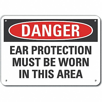 LYLE LCU40585NA10X7 Alum Hearing Danger Sign 7x10in Alum