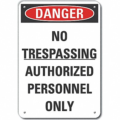 LYLE LCU40588NA10X7 Alum No Trespassing Danger Sign 7x10in
