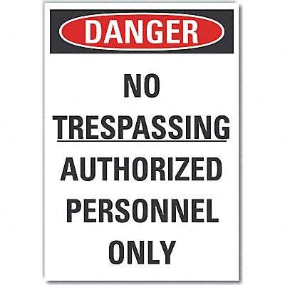 LYLE LCU40588ND14X10 No Trespass Danger Lbl 10x14in Polyest