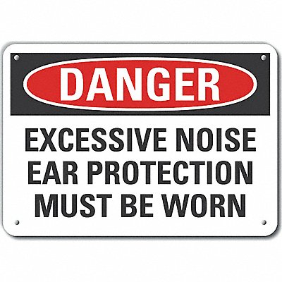 LYLE LCU40605NA10X7 Alum Hearing Danger Sign 7x10in Alum