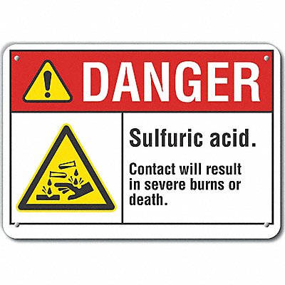 LYLE LCU40004NA14X10 Alum Sulfuric Acid Danger Sign 10x14in