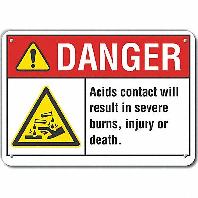 LYLE LCU40007NA14X10 Alum Acid Danger Sign 10x14in Alum